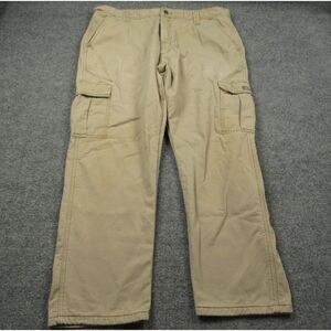 Wrangler Cargo Pants Mens 40x30 Tan Fleece Lined Camping Workwear Hunting Flawed